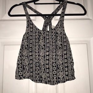 Black and white open back crop top